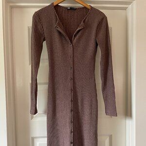 (Zara) chocolate ribbed knit dress